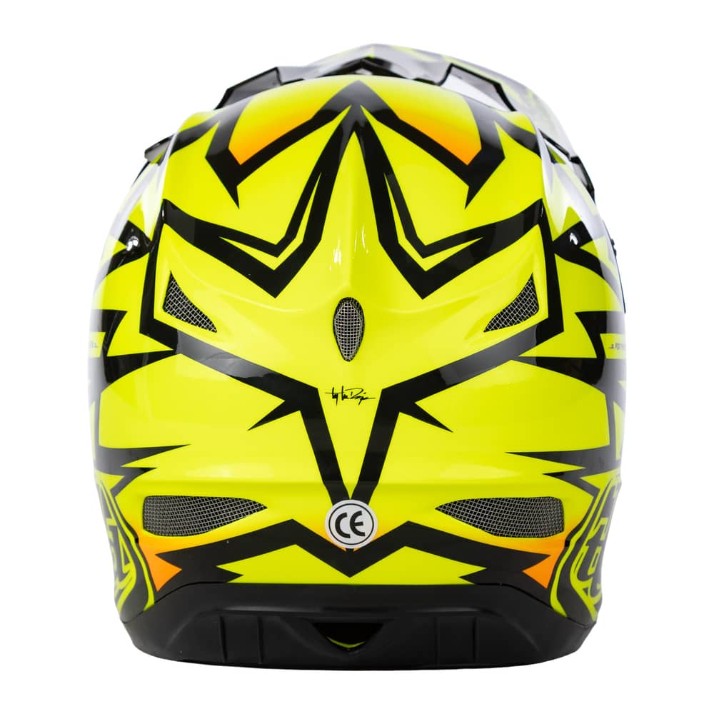 Troy Lee Designs D3 Fiberlite Helmet No Mips in Atomic Flo Yellow - Image 3 of 4