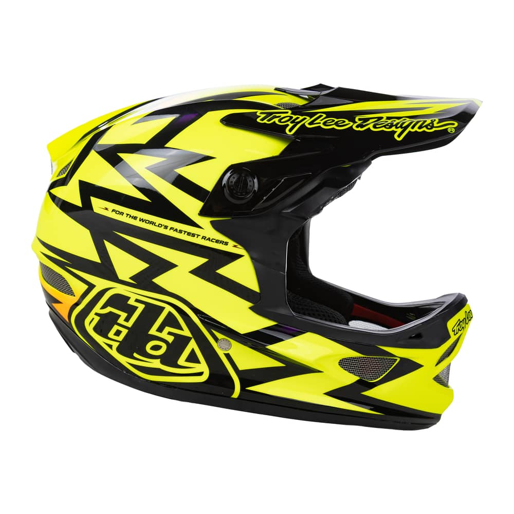 Troy Lee Designs D3 Fiberlite Helmet No Mips in Atomic Flo Yellow - Image 2 of 4