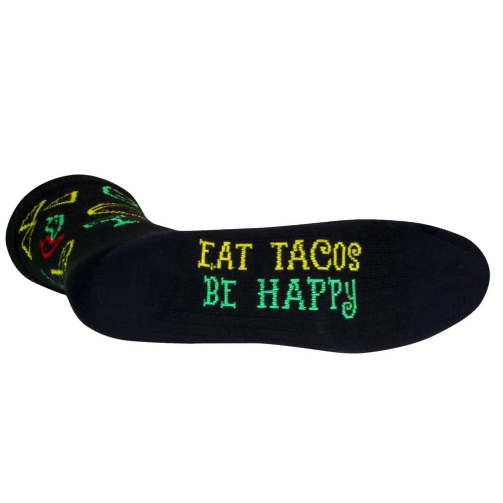 SockGuy Taco Life Crew Sock - 6" in Black - Image 2 of 2