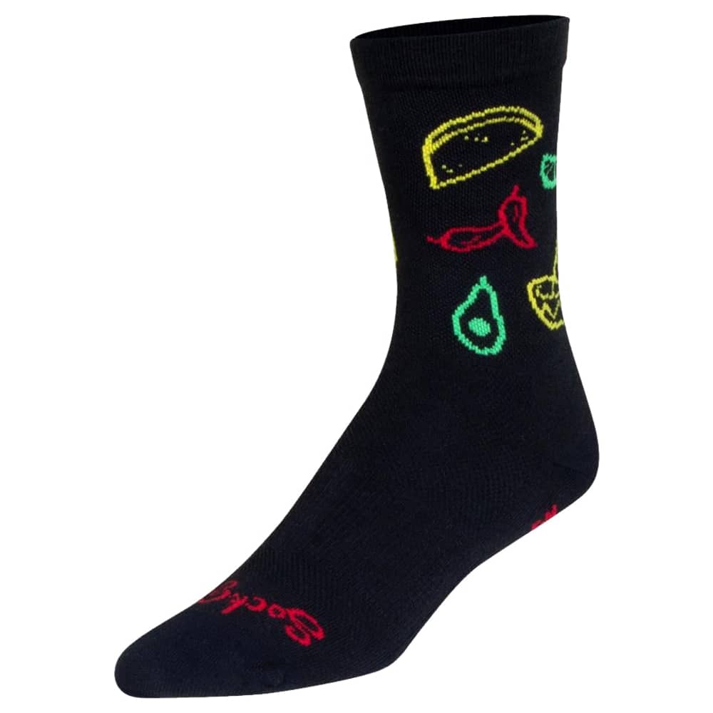 SockGuy Taco Life Crew Sock - 6" in Black - Image 1 of 2