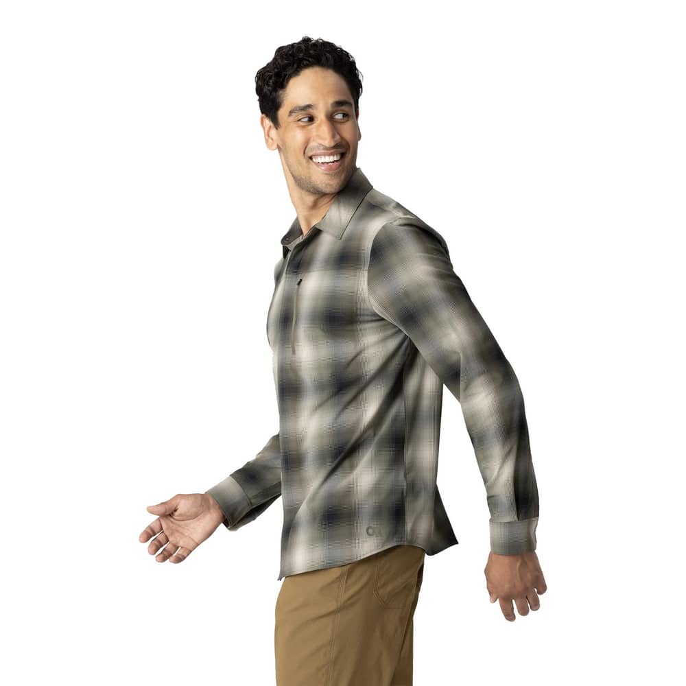 Outdoor Research Men's Astroman Long Sleeve Sun Shirt in Ranger Green Plaid - Image 4 of 5