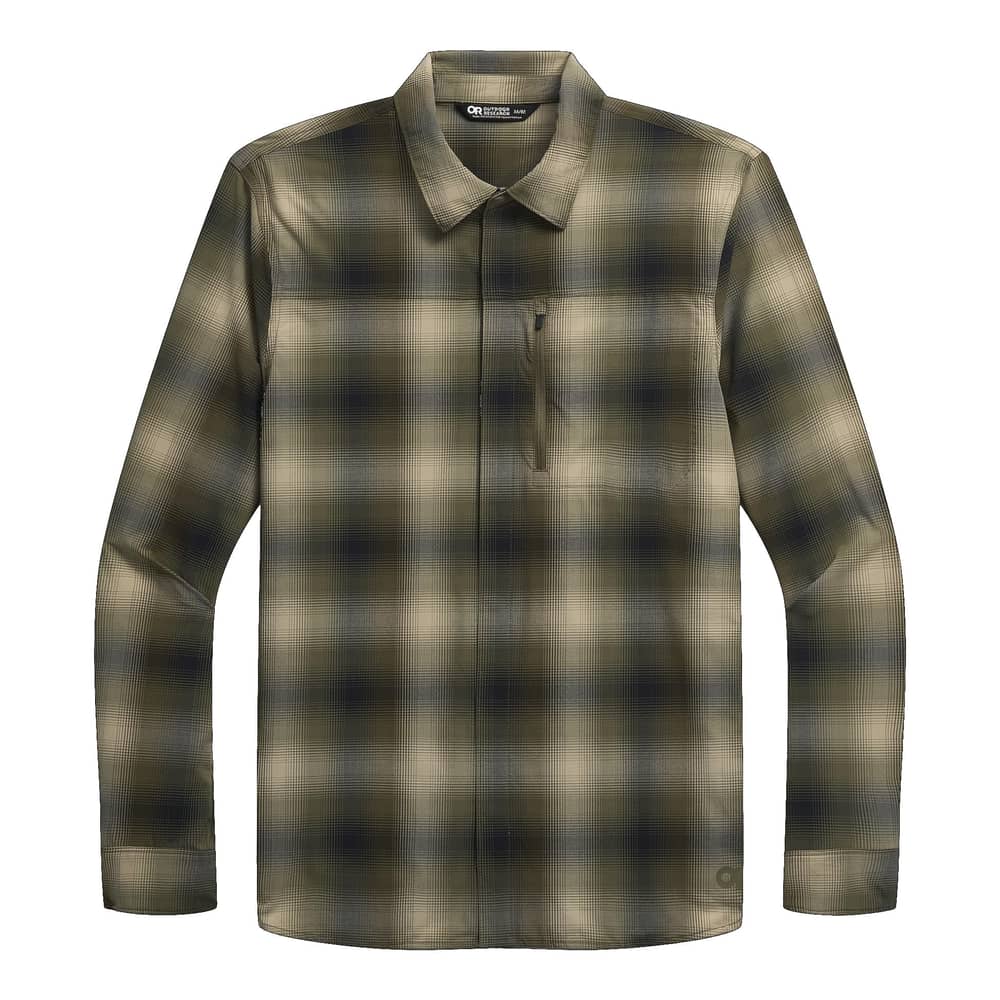 Outdoor Research Men's Astroman Long Sleeve Sun Shirt in Ranger Green Plaid - Image 1 of 5