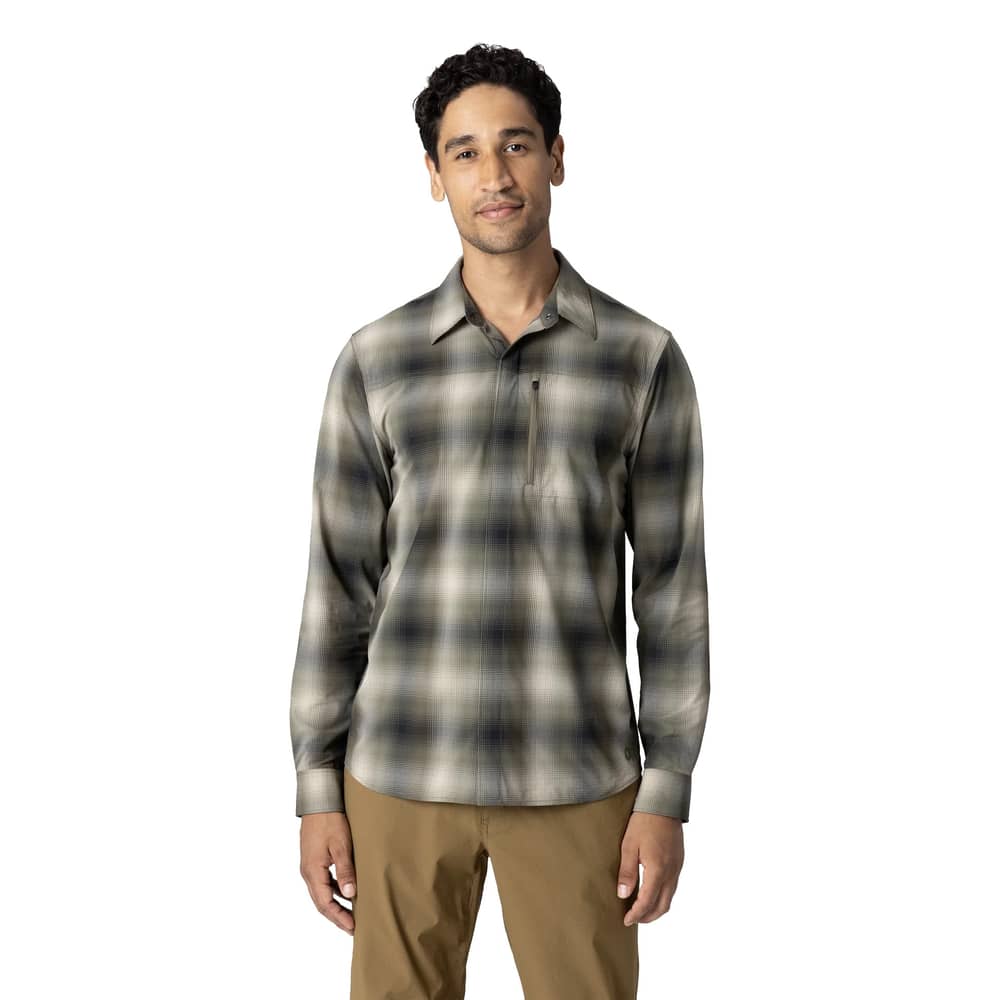 Outdoor Research Men's Astroman Long Sleeve Sun Shirt in Ranger Green Plaid - Image 2 of 5
