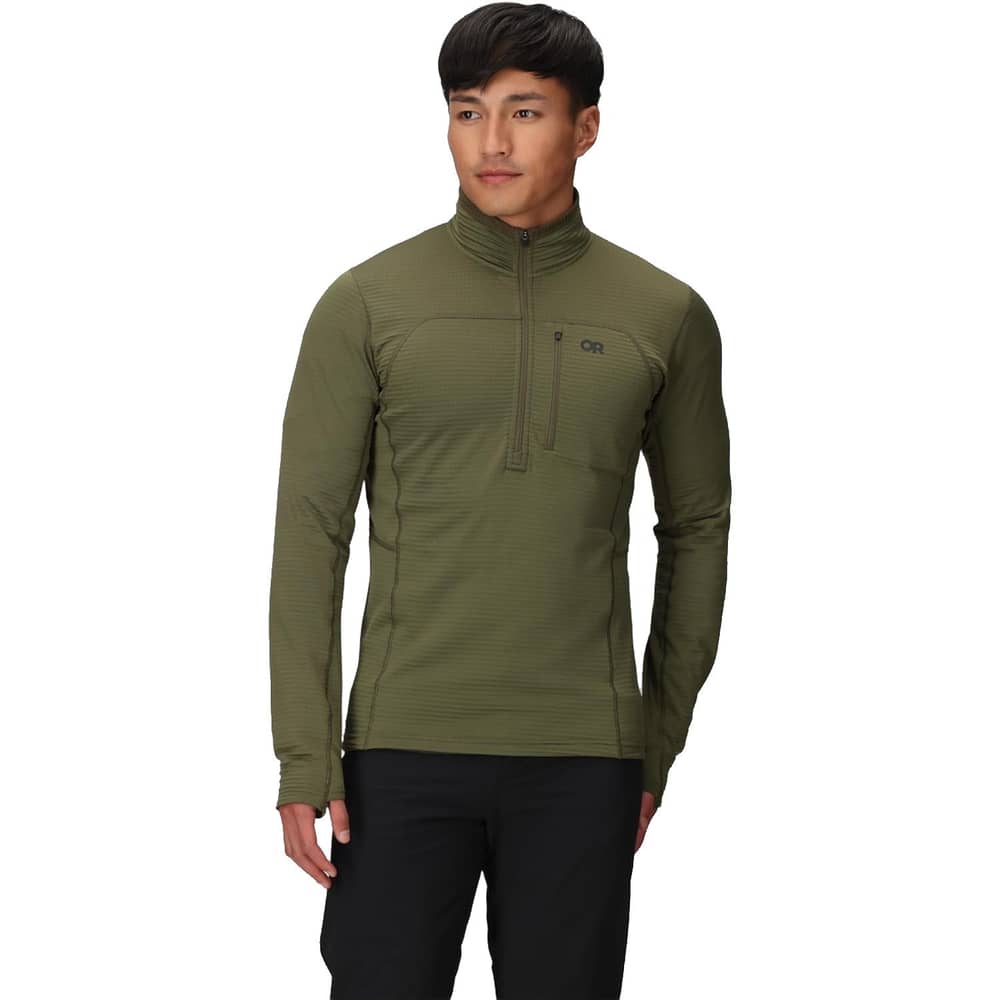 Outdoor Research Men's Vigor Grid Fleece Half Zip in Ranger Green - Image 1 of 6