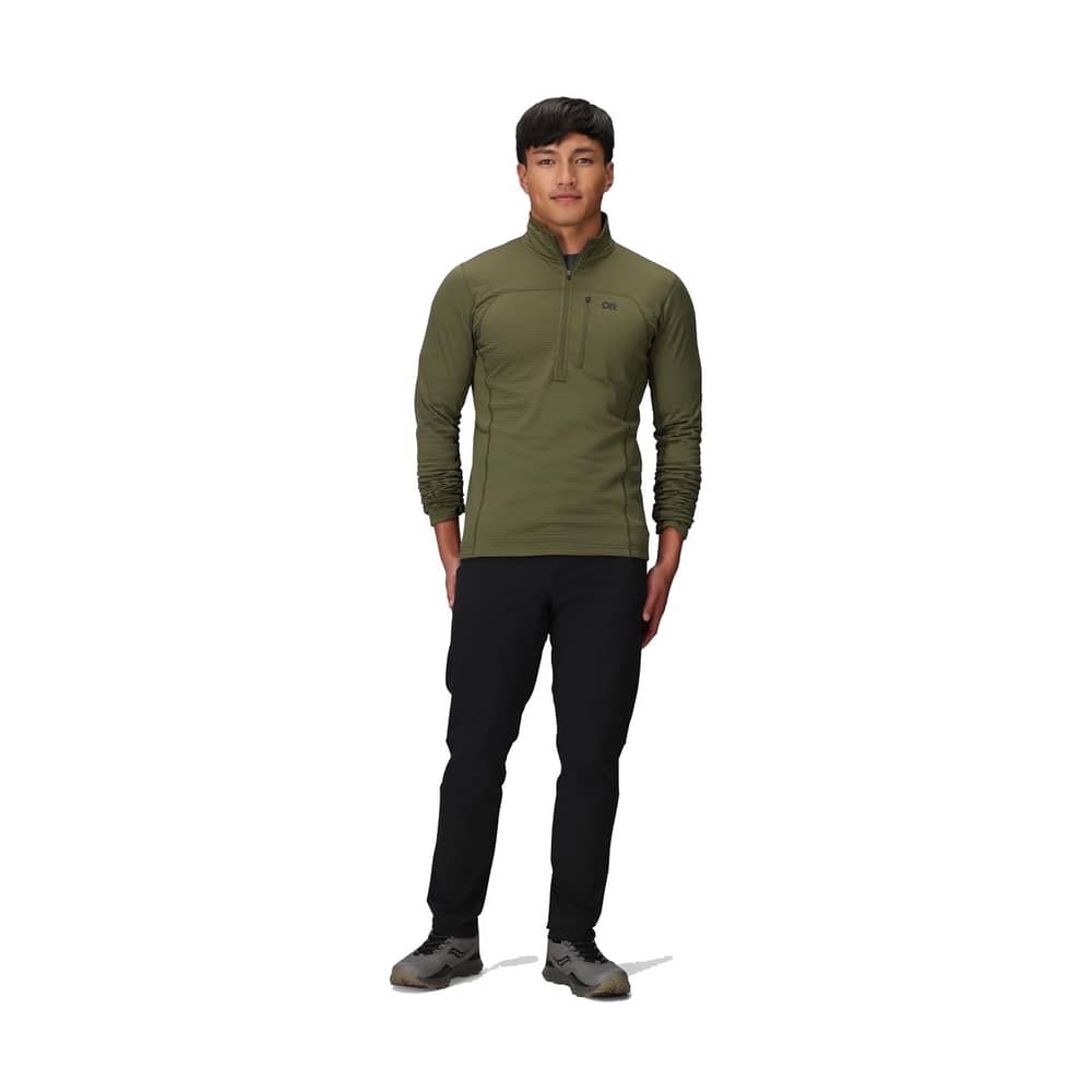 Outdoor Research Men's Vigor Grid Fleece Half Zip in Ranger Green - Image 6 of 6
