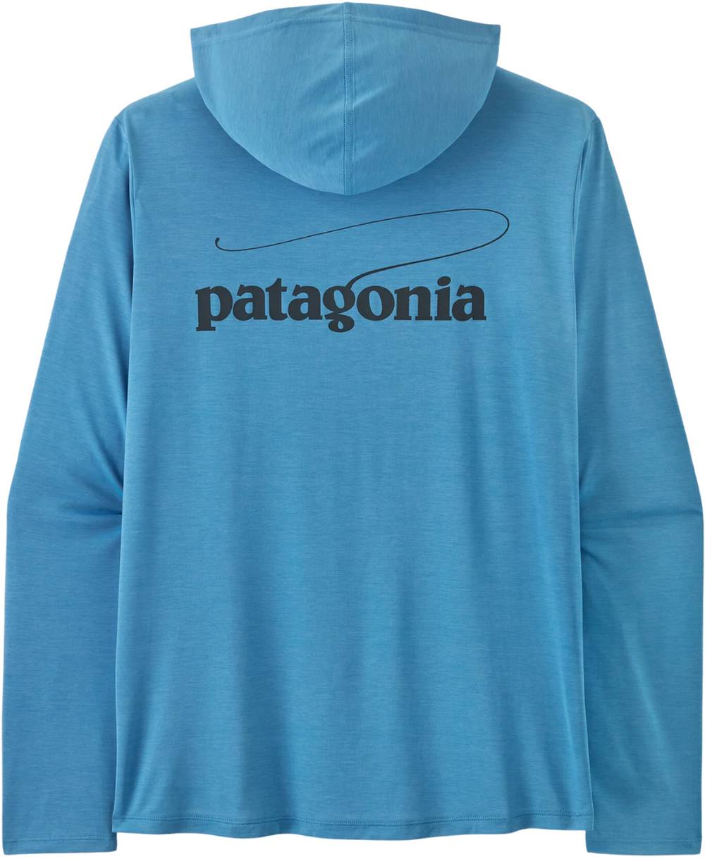 Patagonia Men's Cap Cool Daily Hoody - Casting Logo in Shore Blue / Light Shore Blue X-Dye - Image 2 of 2