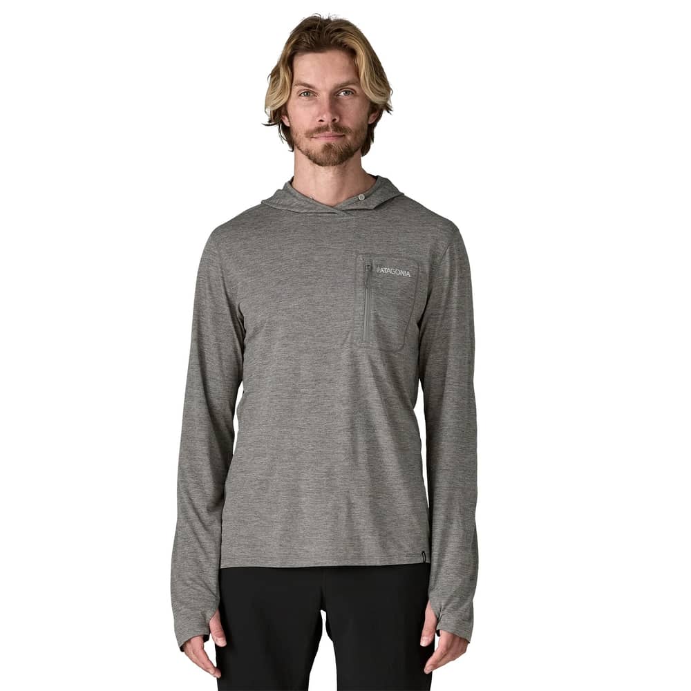 Patagonia Men's Cap Cool Sun Hoody - Peak Visions in Forge Grey / Noble Grey X-Dye - Image 2 of 3
