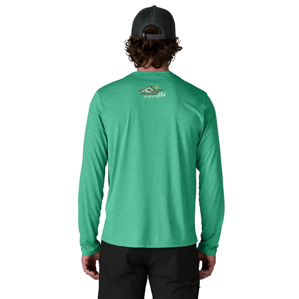 Patagonia Men's L/S Cap Cool Daily Shirt - Trailcheck in Gumtree Green / Light Gumtree Green X-Dye - Image 3 of 6