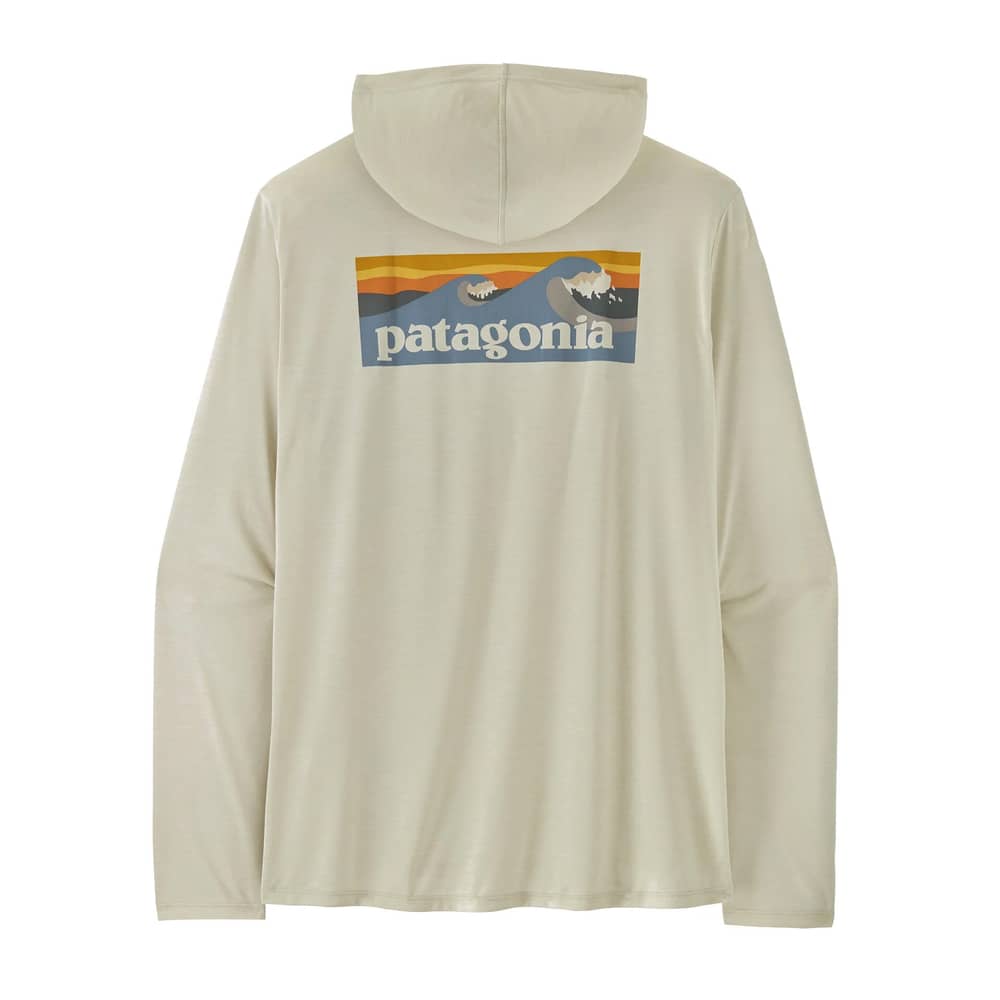 Patagonia Men's Cap Cool Daily Hoody - Boardshort Logo in Dyno White - Image 1 of 2