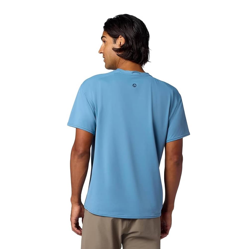 Marmot Men's AirExchange UPF 50 Crew Short Sleeve in Summer Storm - Image 4 of 6