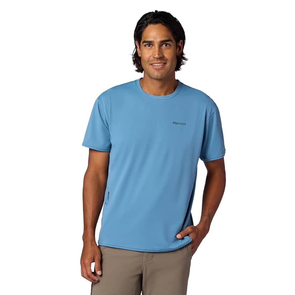 Marmot Men's AirExchange UPF 50 Crew Short Sleeve in Summer Storm - Image 3 of 6