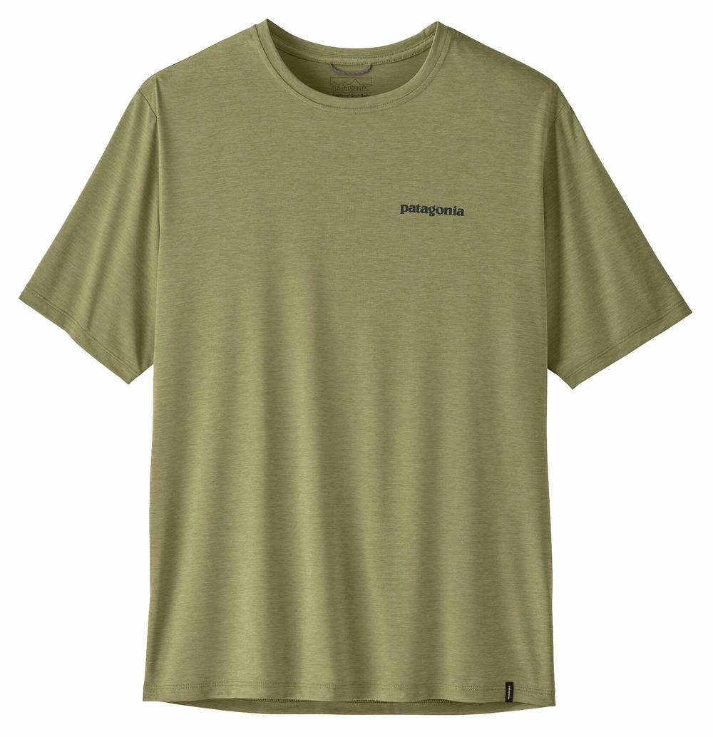 Patagonia Men's Cap Cool Daily Shirt - Boardshort Logo in Gumtree Green / Light Gumtree Green X-Dye - Image 1 of 2