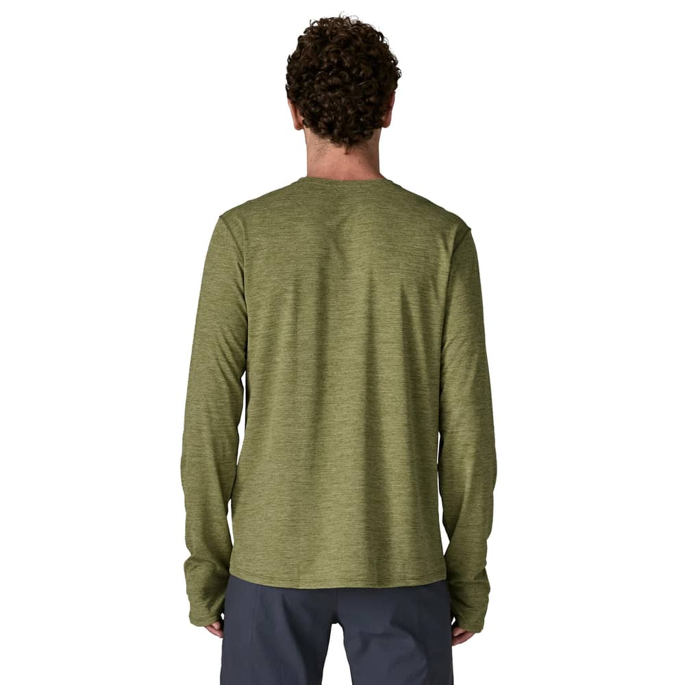 Patagonia Men's Long Sleeve Cap Cool Sun Shirt in Caper Green / Buckhorn Green X-Dye - Image 3 of 4
