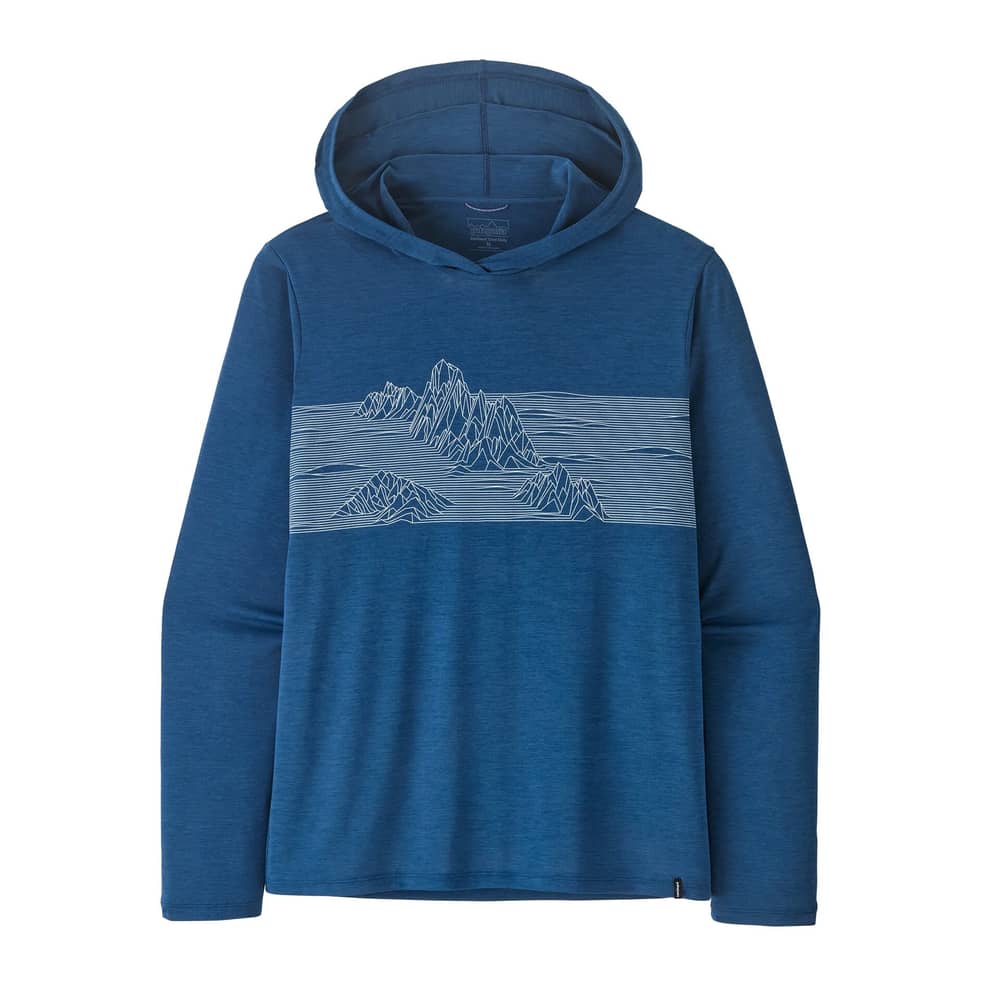 Patagonia Men's Cap Cool Daily Hoody - Strataspire Stripe in Clement Blue / Light Clement Blue X-Dye - Image 1 of 1