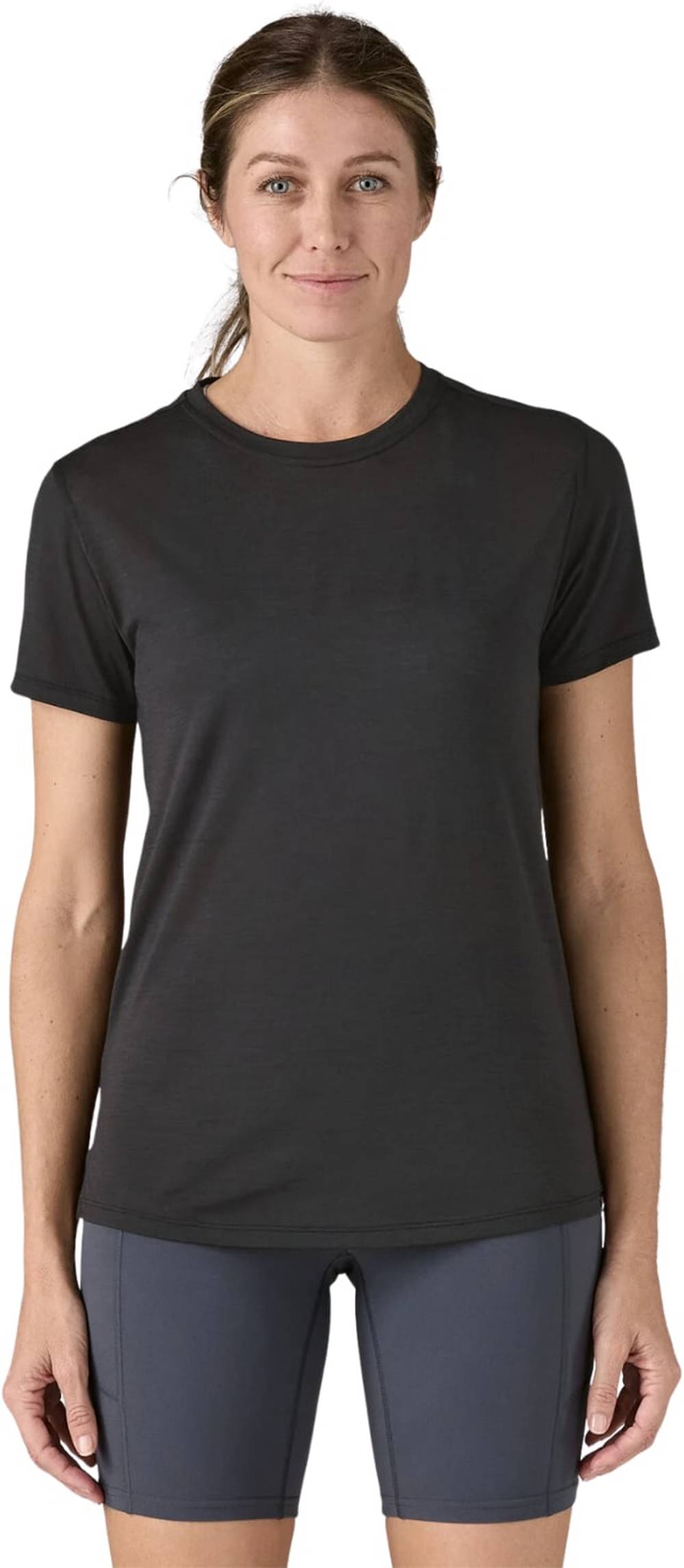 Patagonia Women's Cap Cool Merino Blend Shirt in Black - Image 2 of 3
