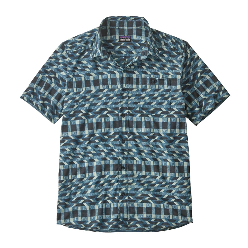 Patagonia Patagonia | Men's Go To Shirt | Size Small In Climbing Stripe/still Blue | Polyester
