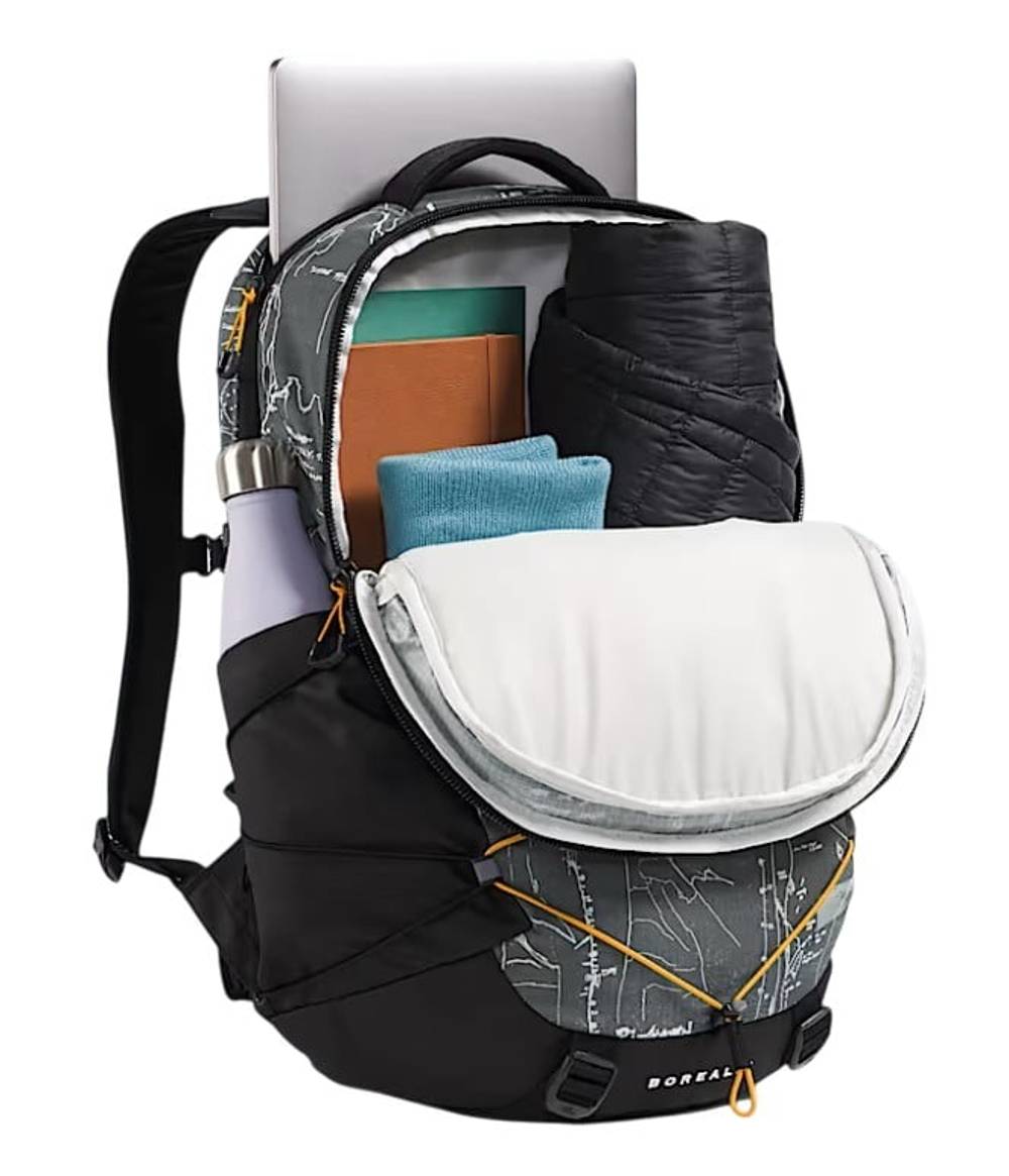 The North Face Borealis Backpack in Anthracite Grey Conrad Topo Print/Summit Gold - Image 4 of 5