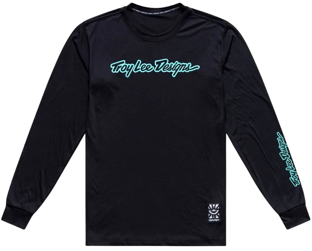Troy Lee Designs | Skyline Long Sleeve Ride Jersey Men's | Size Xx Large In Skyline Ride Ls Jersey Signature Black/real Teal | Polyester
