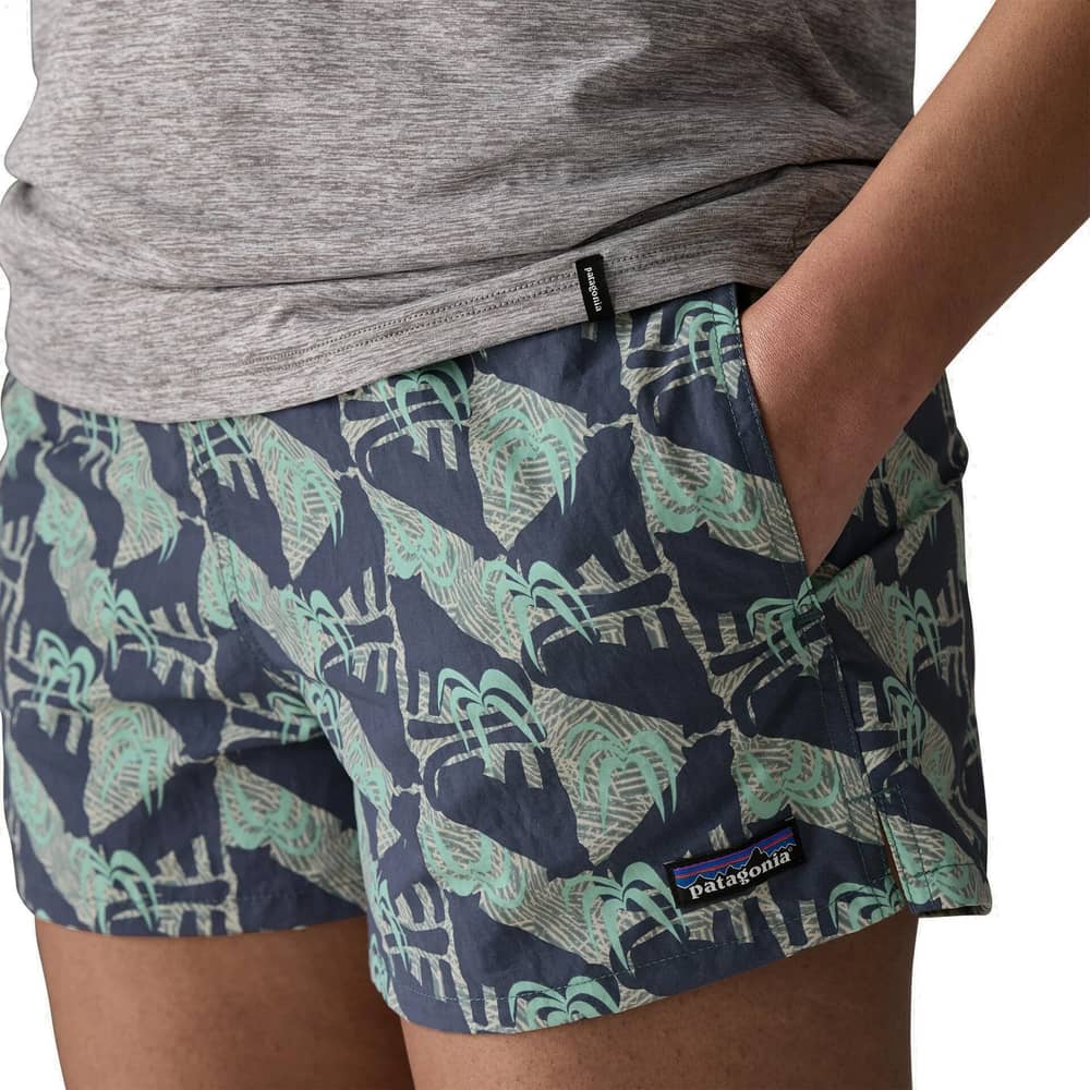Patagonia Women's Barely Baggies Shorts - 2 1/2 in. in Jaguar Geo/Blue Sage - Image 6 of 7