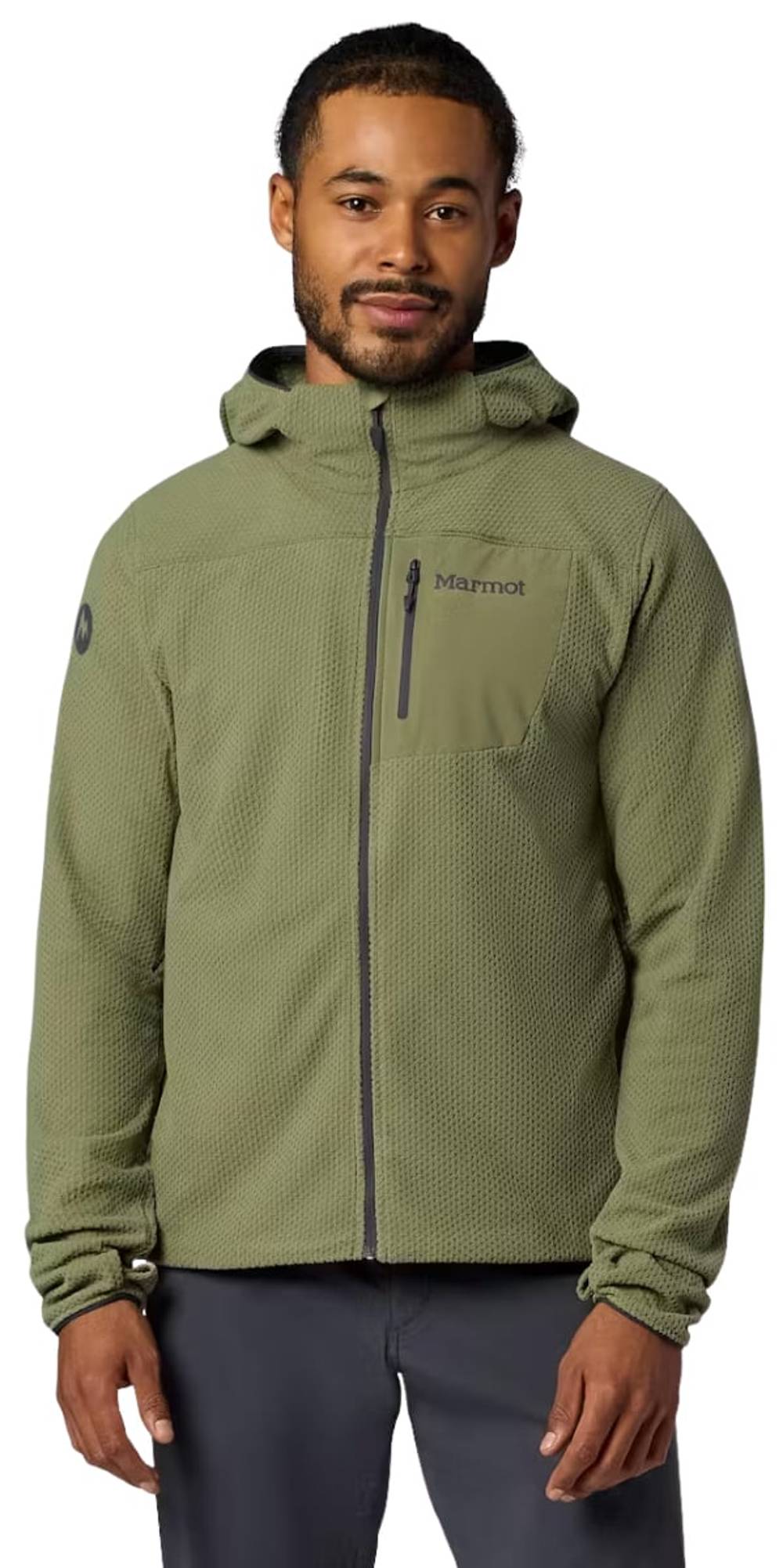 Marmot Men's AirFleece Hoody in Olive Grove - Image 1 of 2