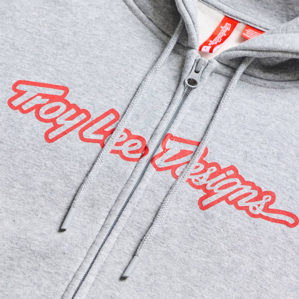 Troy Lee Designs Signature Zip Up Hoodie in Gray Heather/Red - Image 3 of 3