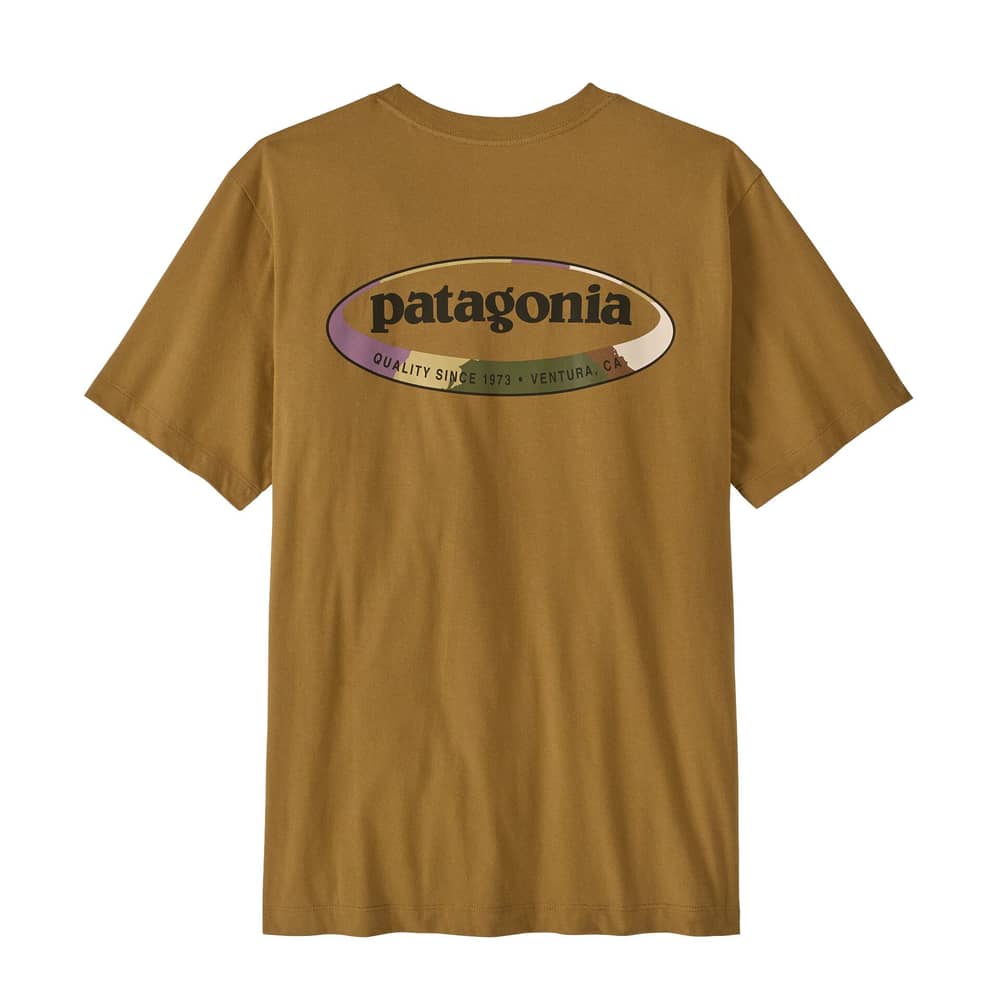 Patagonia Men's '95 Oval Logo T-Shirt in Bobcat Brown/Sunshine - Image 2 of 2