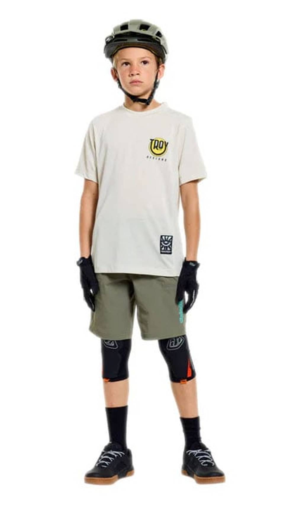 Troy Lee Designs Youth Skyline Trail Short Shell in Mono Army - Image 1 of 2