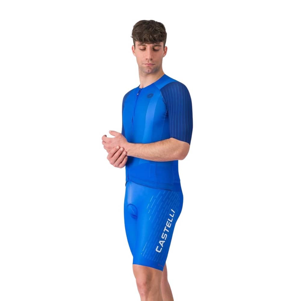 Castelli Castelli | Free Aero Race S Kit Bibshort Men's | Size Extra Large In Azzurro Italia/silver Gray