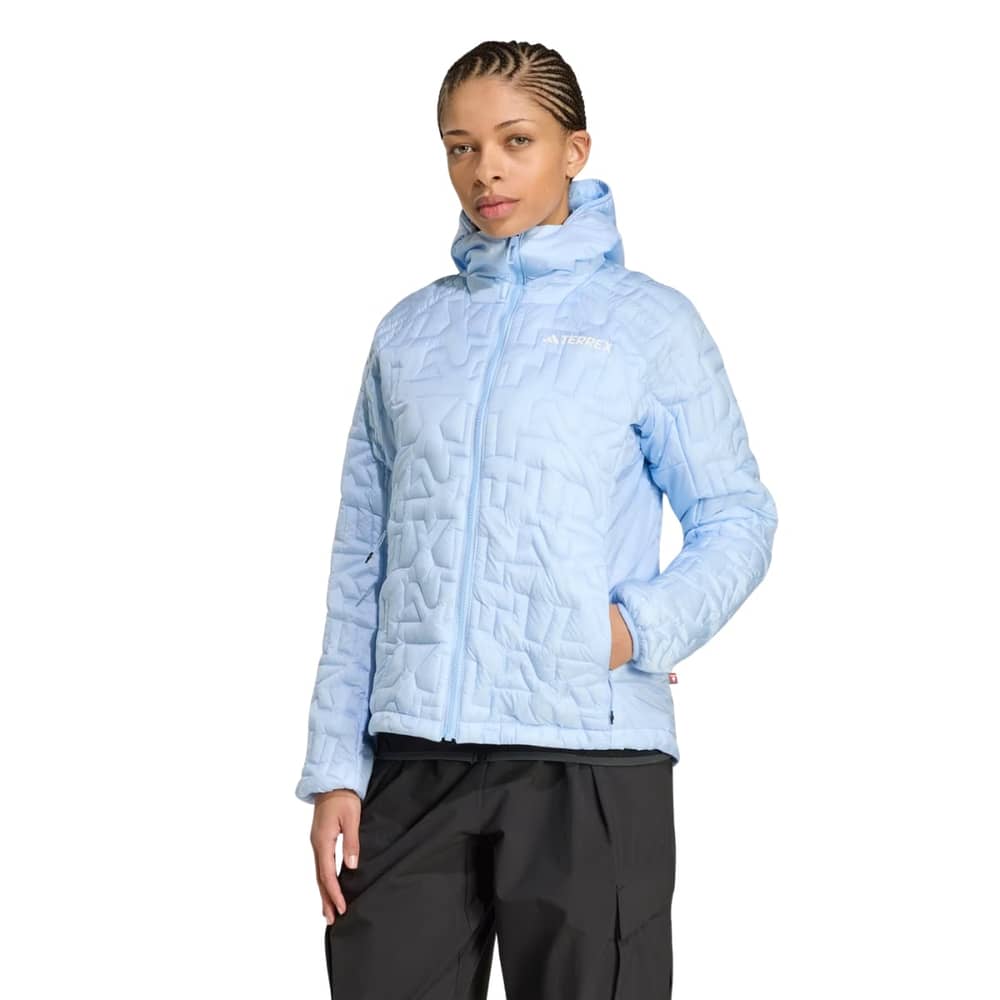 Adidas Terrex Women's Xperior Primaloft Loosefill Hooded Jkt in Glow Blue - Image 3 of 4