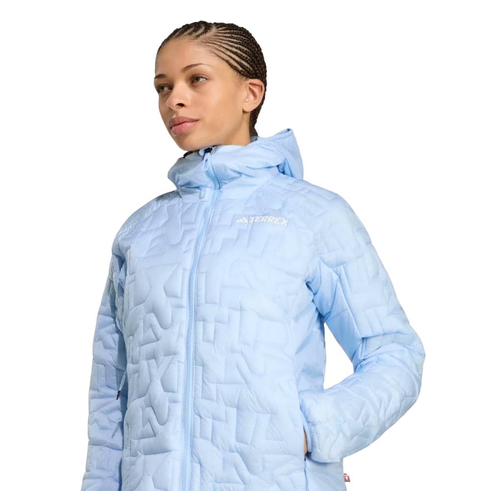 Adidas Terrex Women's Xperior Primaloft Loosefill Hooded Jkt in Glow Blue - Image 2 of 4