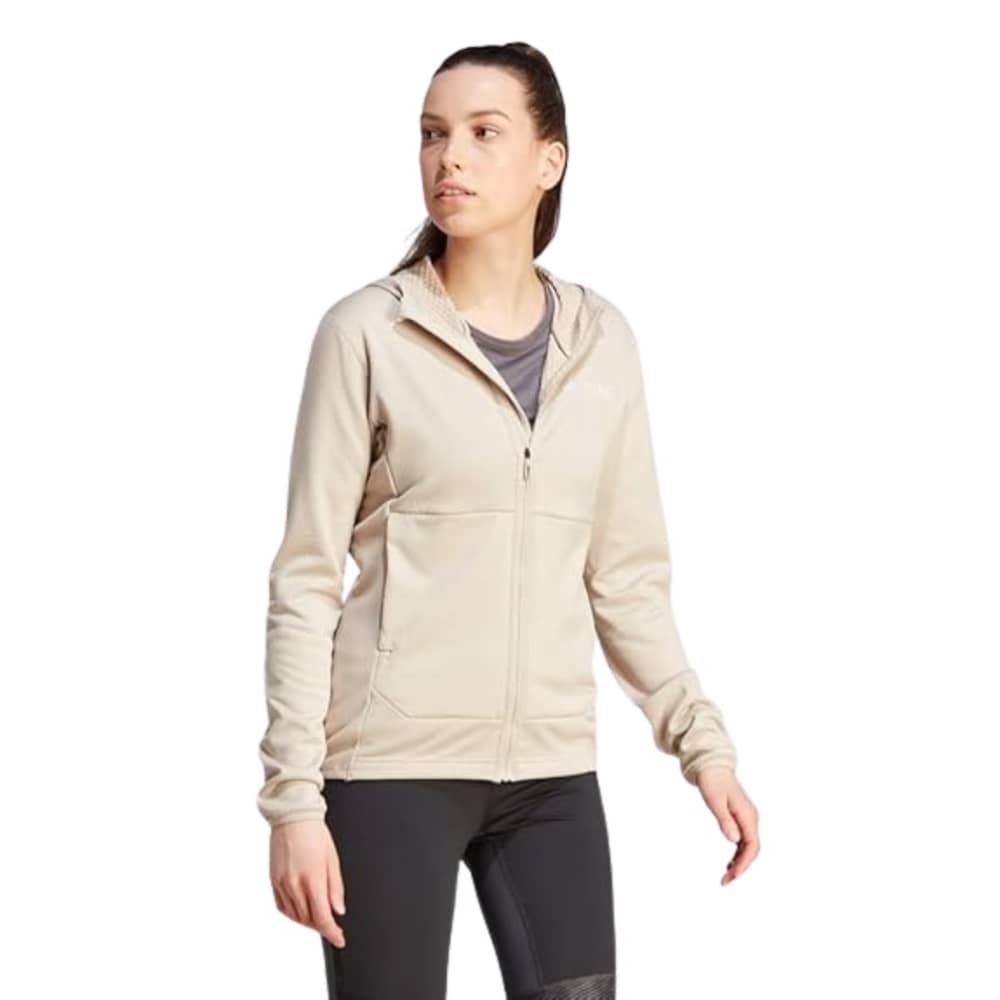 Adidas Terrex Women's Xperior Light Fleece Hooded Jacket in Wonder Taupe - Image 4 of 4