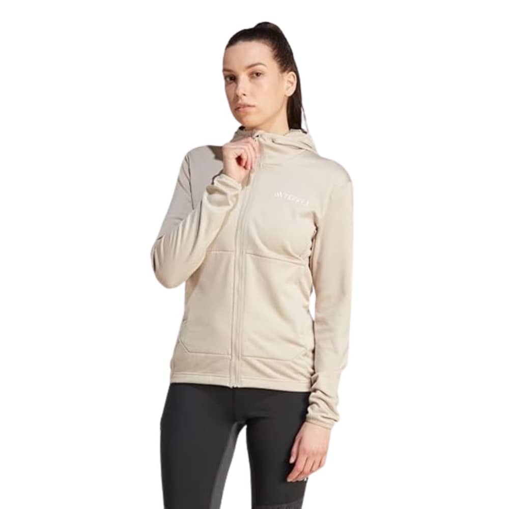 Adidas Terrex Women's Xperior Light Fleece Hooded Jacket in Wonder Taupe - Image 2 of 4