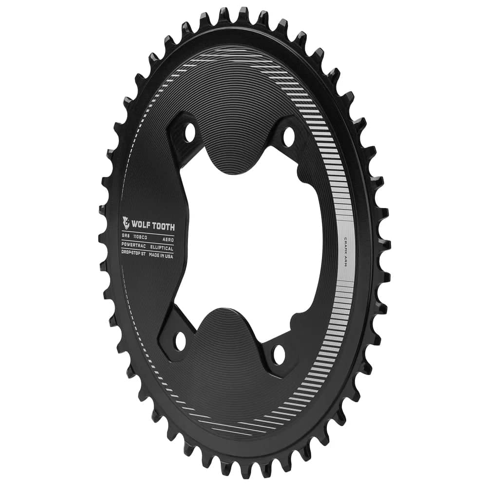 Wolf Tooth 110 BCD Asymmetric 4-Bolt Aero Chainrings in Black - Image 2 of 2