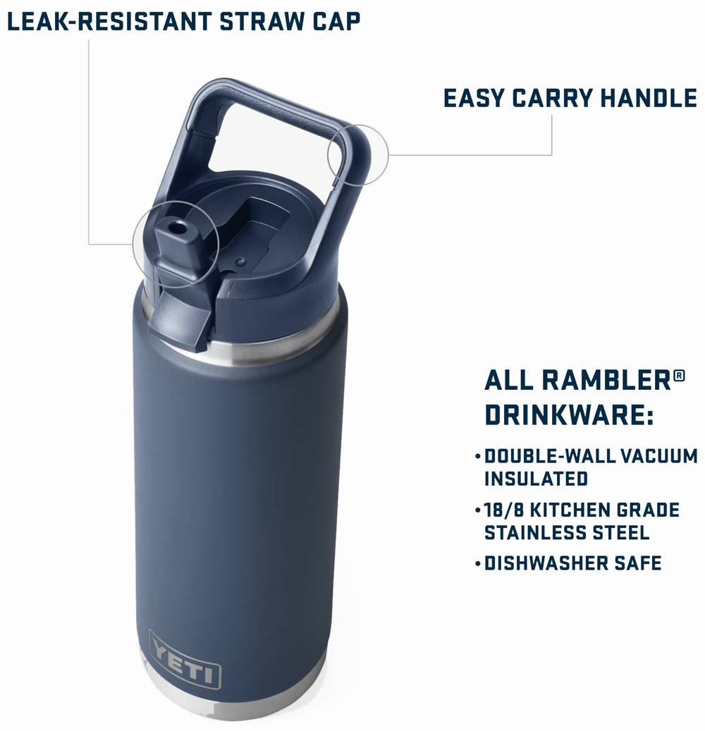 Yeti Rambler 18 oz Bottle - Color Matched Straw Cap in Peach - Image 2 of 2