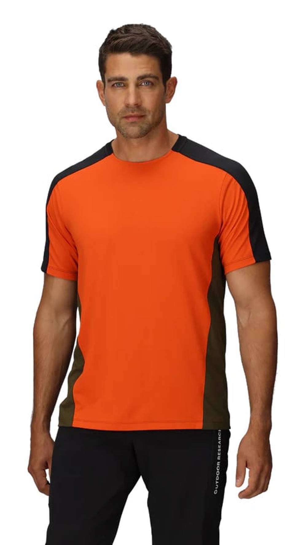 Outdoor Research Men's Freewheel Short Sleeve Jersey in Black/Spice/Dark Olive - Image 2 of 4