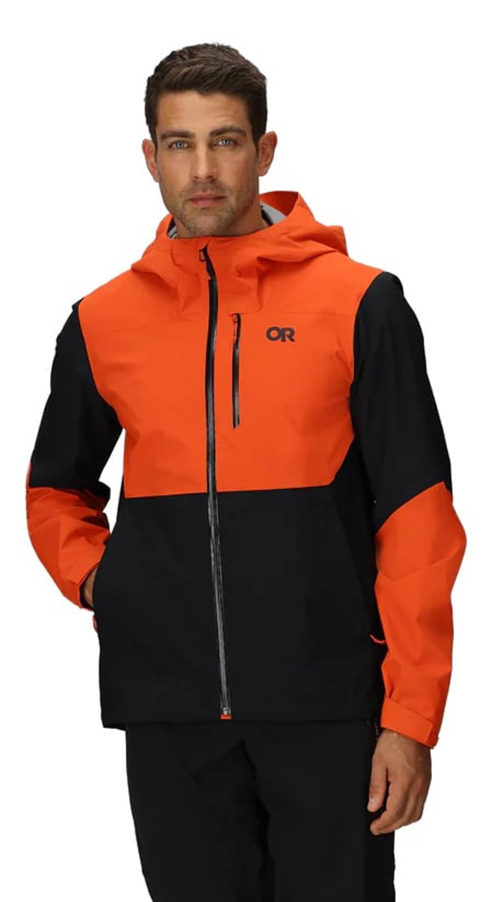 Outdoor Research Men's Freewheel Stretch Rain Jacket in Spice/Black - Image 2 of 4