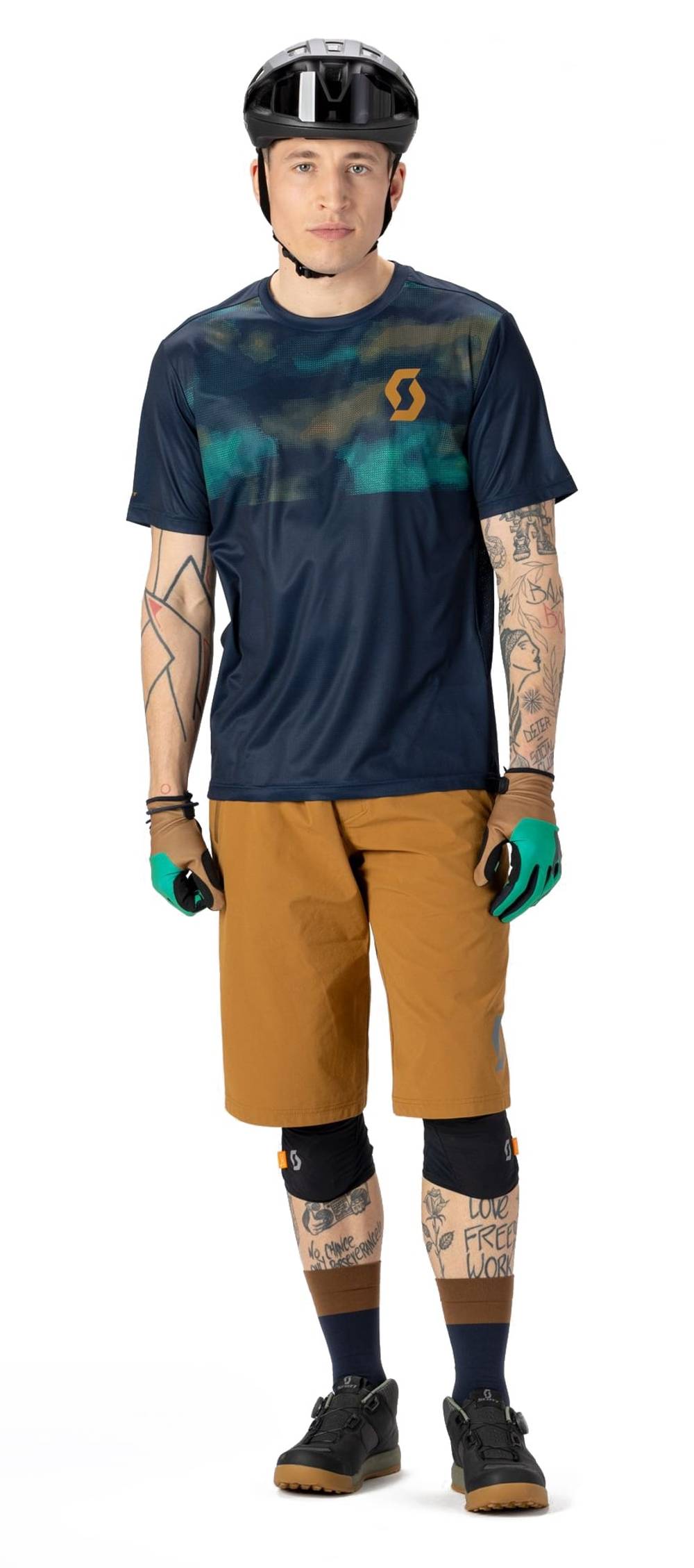 Scott Men's Trail Vertic SS Tee in Dark Blue/Bread Brown - Image 3 of 4
