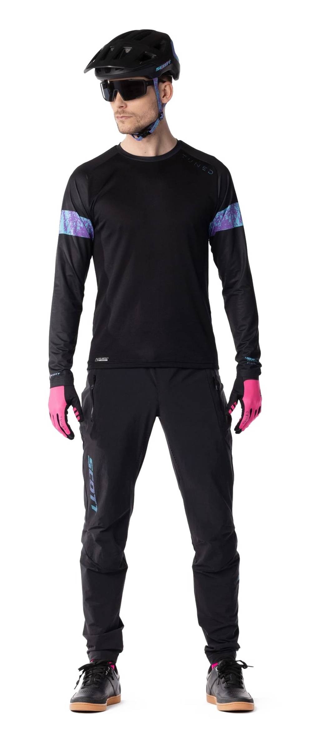 Scott Men's Trail Tuned LS Tee in Black/Swish Purple - Image 5 of 6