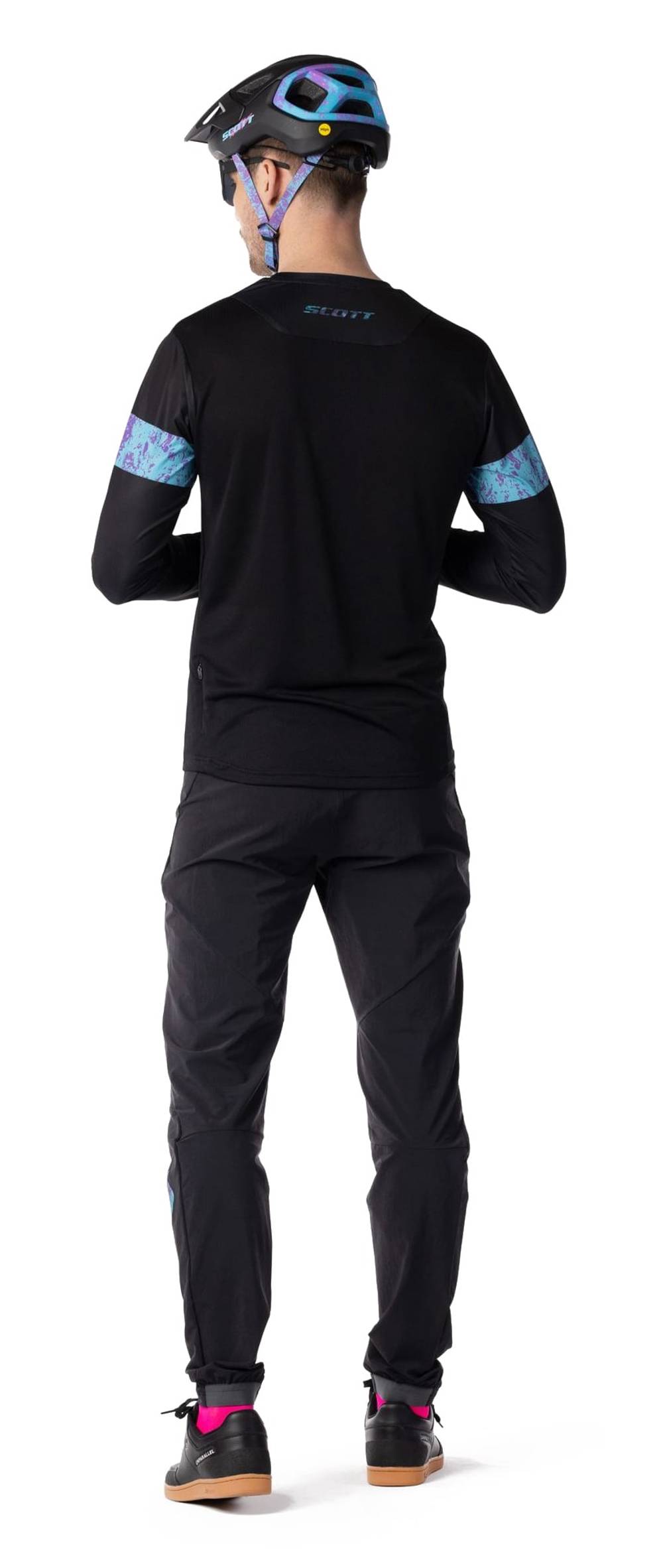 Scott Men's Trail Tuned LS Tee in Black/Swish Purple - Image 6 of 6