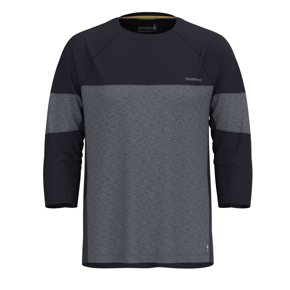 Smartwool Men's Mountain Bike 3/4 Sleeve Jersey in Black-Charcoal Heather - Image 1 of 2