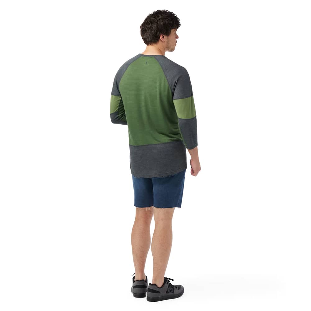 Smartwool Men's Mountain Bike 3/4 Sleeve Jersey in Charcoal-Fern Green - Image 2 of 3