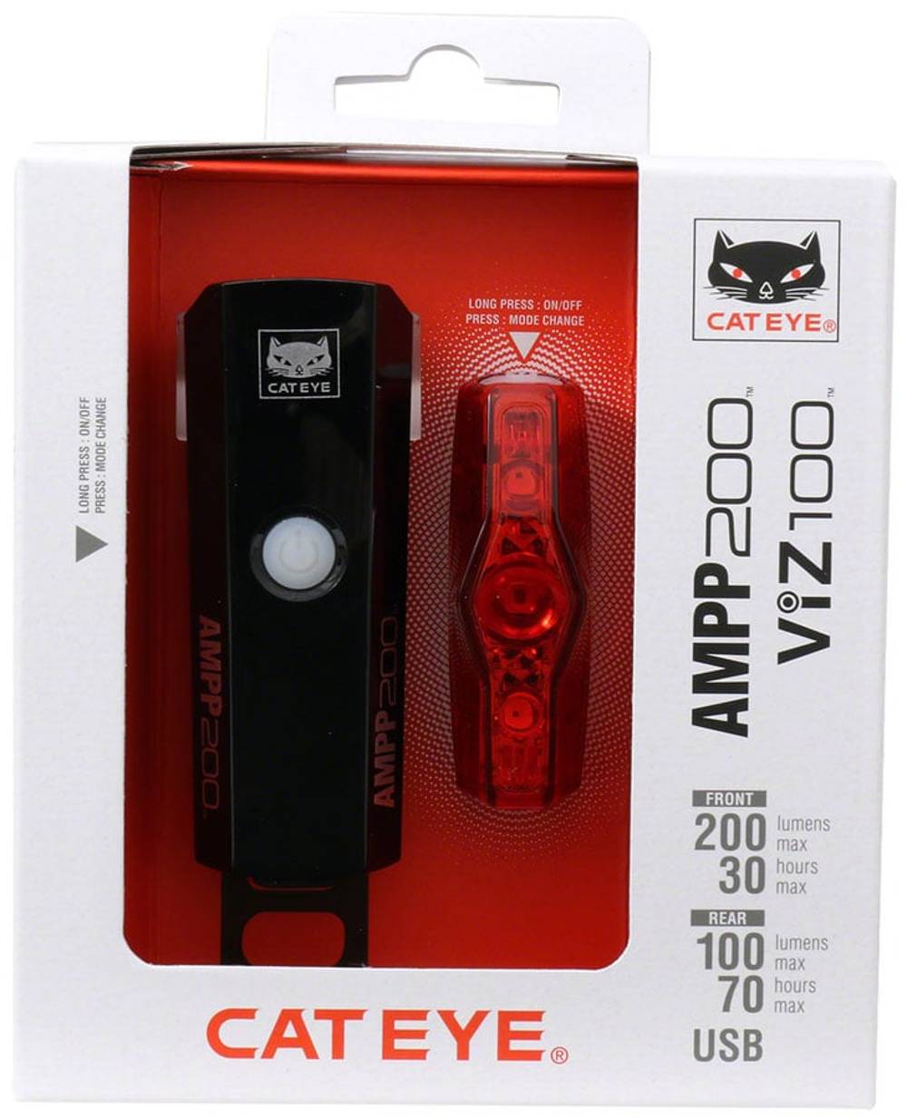 CatEye AMPP200 / VIZ100(USB-C) Headlight and Taillight Set in Black - Image 1 of 1