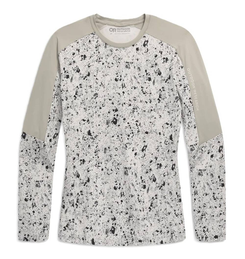Outdoor Research Women's Freewheel MTB Long Sleeve Jersey in Pro Khaki/Oyster Creekside Print - Image 1 of 3