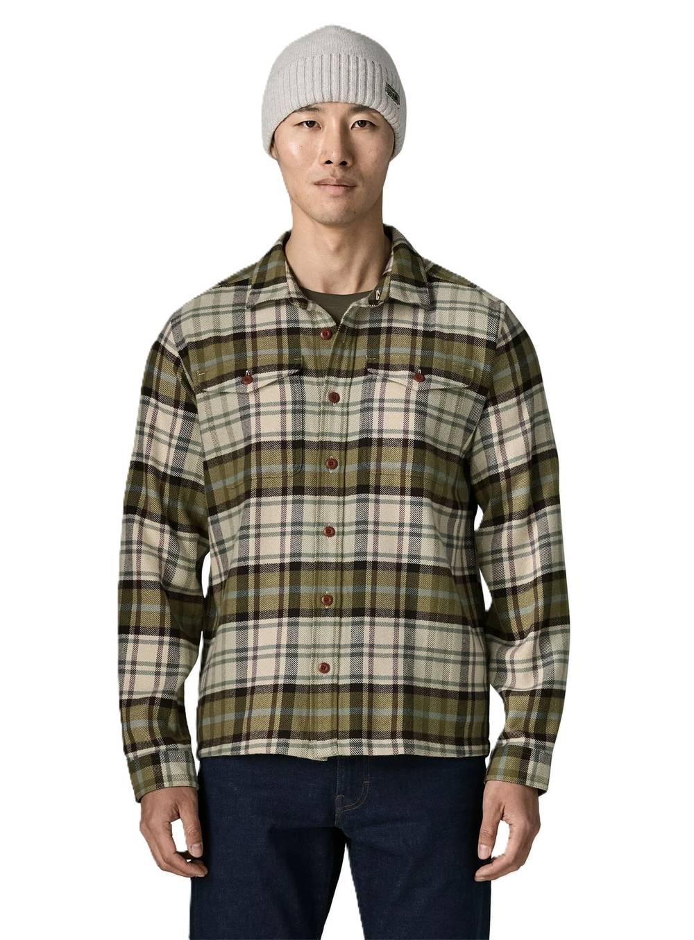 Patagonia Men's Fjord Flannel Shirt in Rising Storm/Weathered Stone - Image 2 of 3