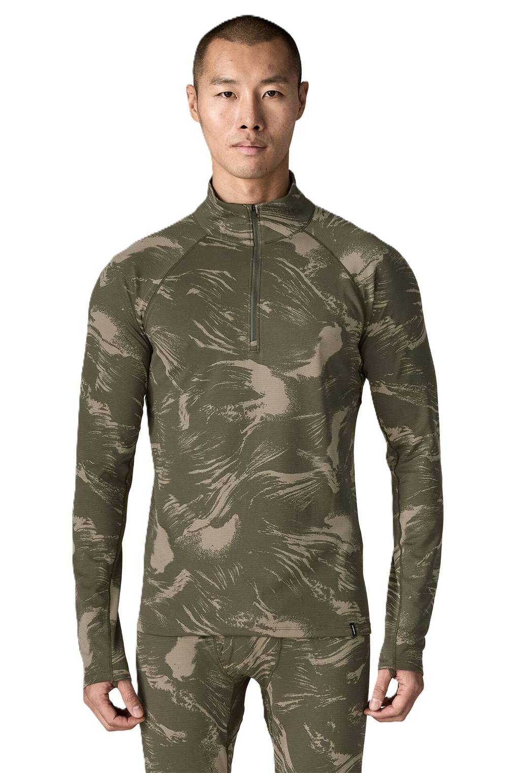 Patagonia Men's Capilene Midweight Zip-Neck Pullover in Polar Breeze/Basin Green - Image 2 of 2