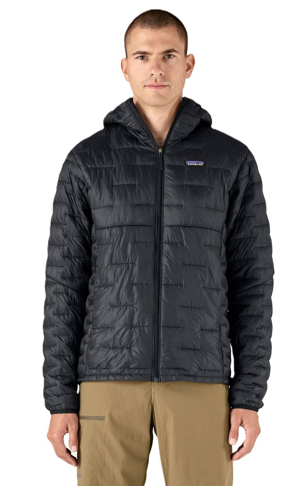 Patagonia Men's Micro Puff Hoody in Black - Image 2 of 3