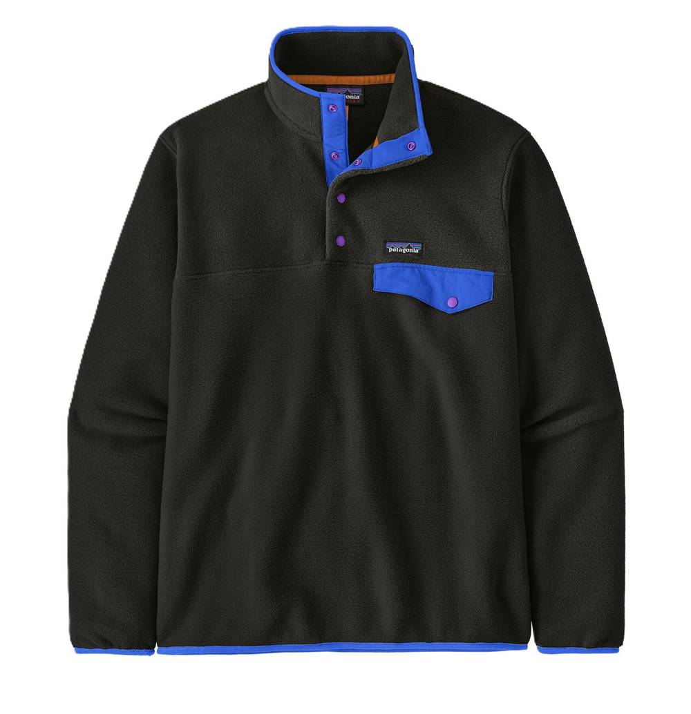 Patagonia Men's Lightweight Synchilla Snap-T Fleece Pullover in Black/P6 Blue - Image 1 of 3