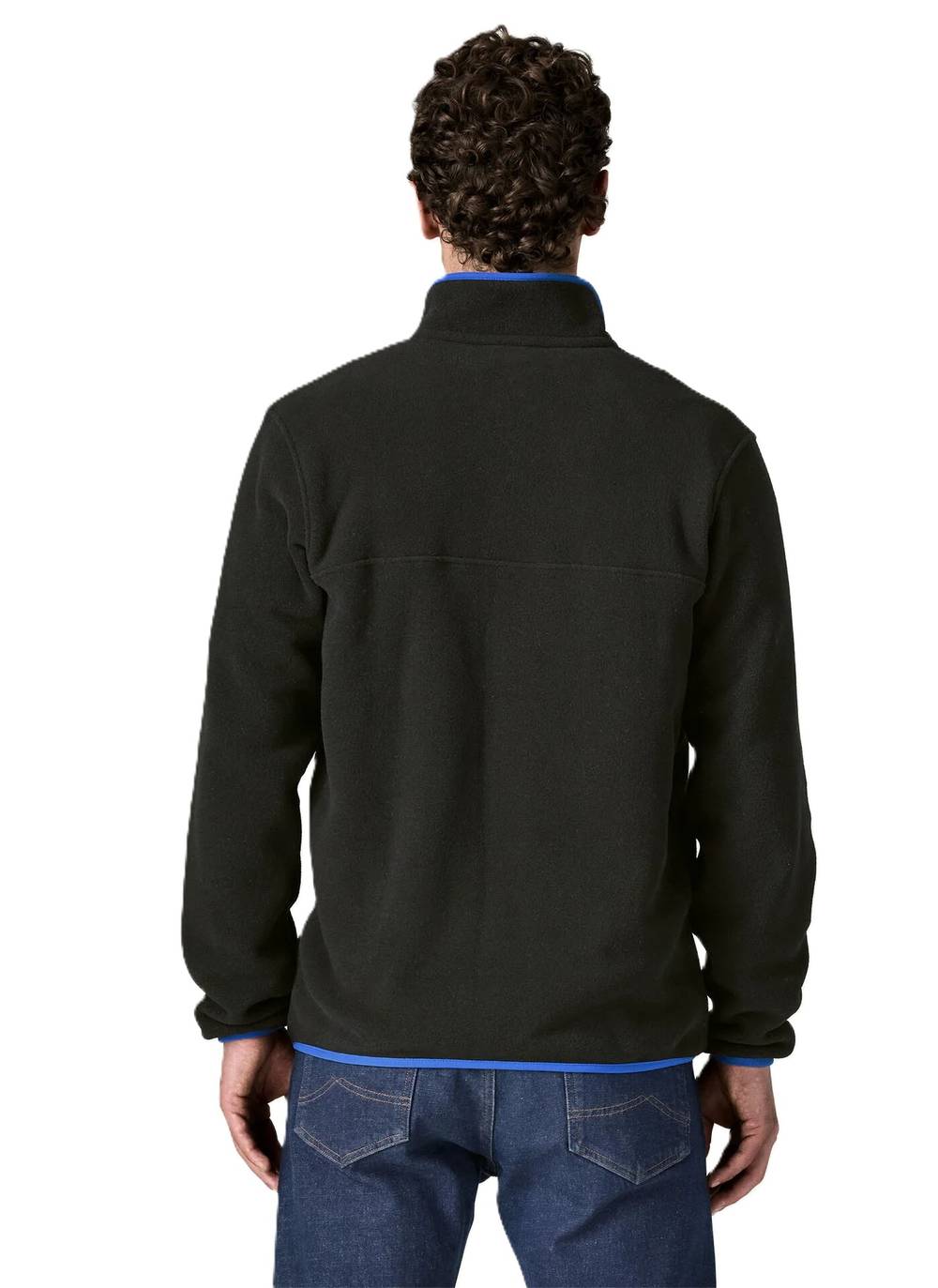 Patagonia Men's Lightweight Synchilla Snap-T Fleece Pullover in Black/P6 Blue - Image 3 of 3