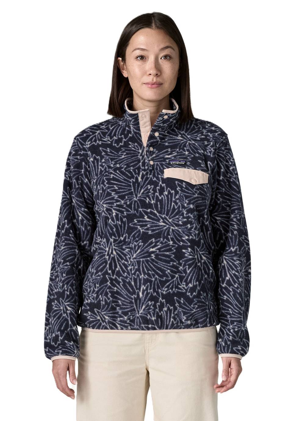 Patagonia Women's Lightweight Synchilla Snap-T Pullover in Saxifrage/Sunken Blue - Image 2 of 3
