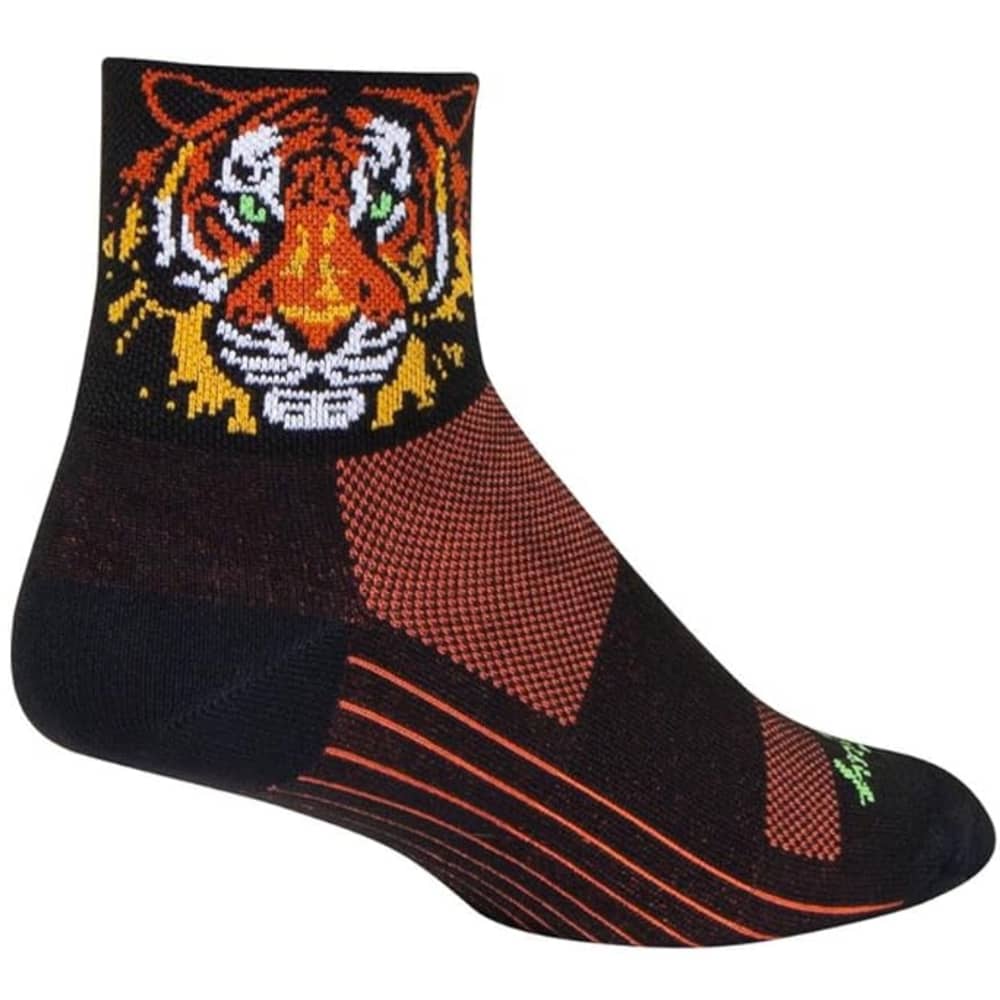 SockGuy Classic Easy Tiger 3" Socks in Black/Orange - Image 1 of 2